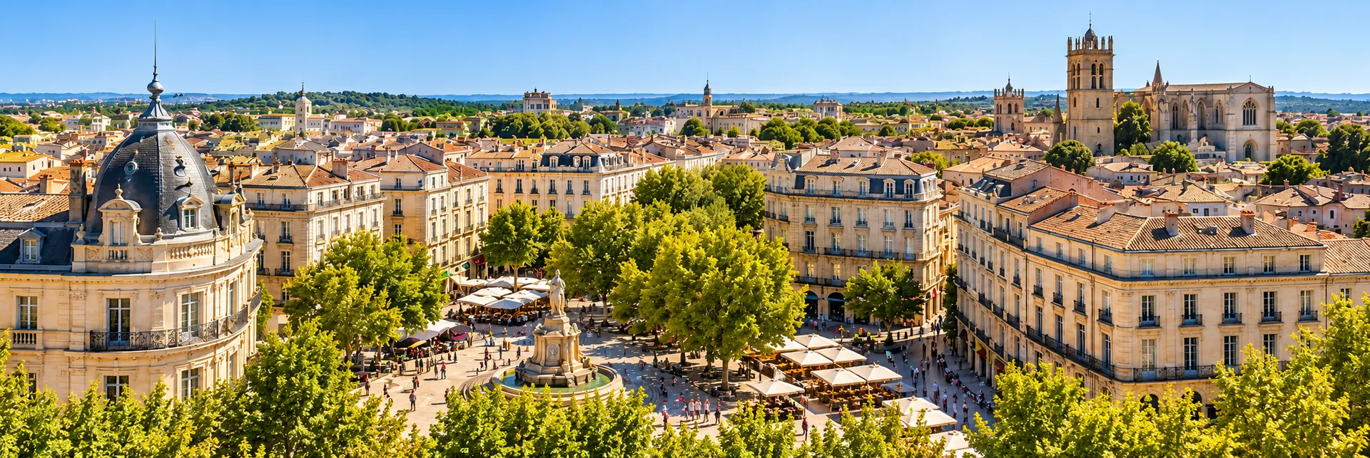 Vue illustrative de Montpellier, de son architecture et de sa région
